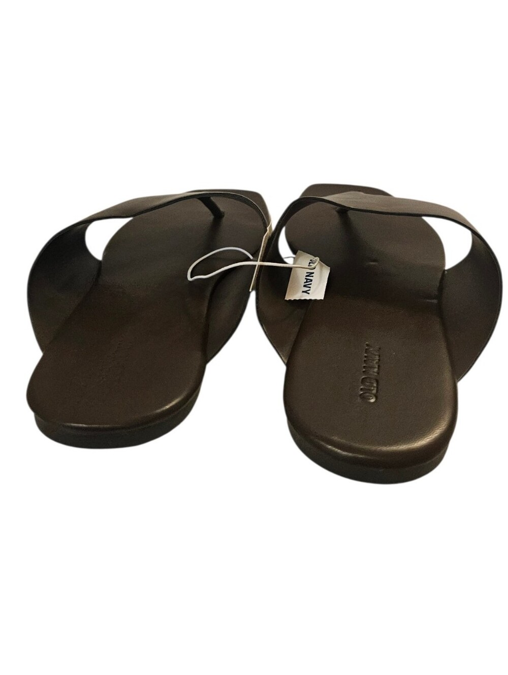 Brown Old Navy Women's Faux-Leather Wide Thong Sandals - Picture 4 of 15